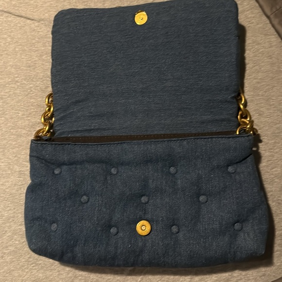 Zara Blue and Gold Quilted Shoulder Bag - Picture 2 of 4